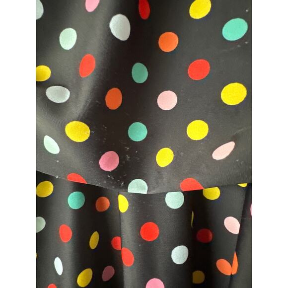 Shekini - Skirted One Piece Swimsuit - Size XL - Black with Multicolor Dots - Picture 2 of 6